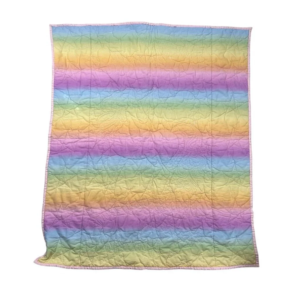 Vintage Children’s Quilt Throw Rainbow Unicorn Be Yourself Cottage